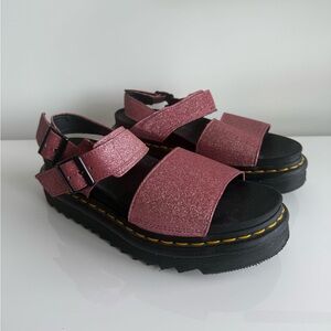 Hot Pink Sparkly Dr Marten Gladiator Sandals Voss Fine Glitter. US 7.